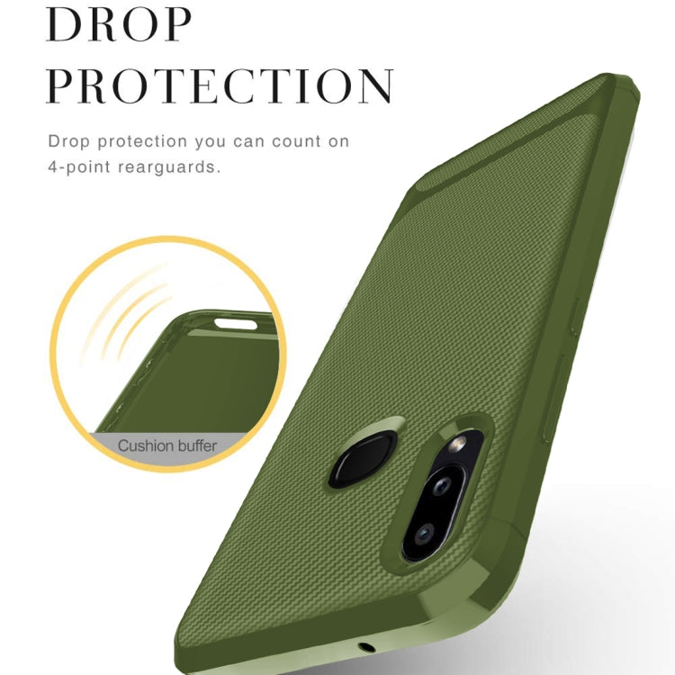 For Galaxy M20 Carbon Fiber Texture Shockproof TPU Protective Case
