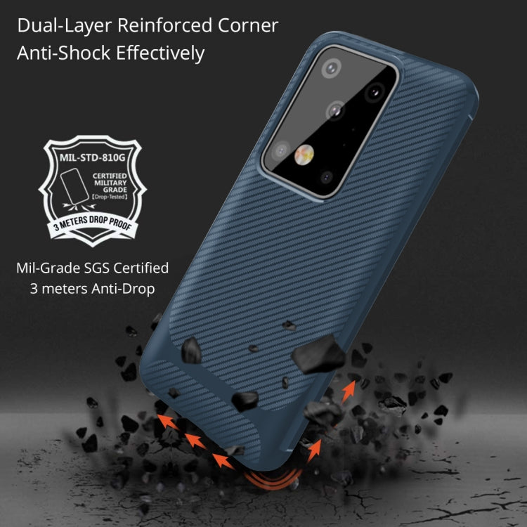 For Galaxy S20 Ultra Carbon Fiber Texture Shockproof TPU Protective Case