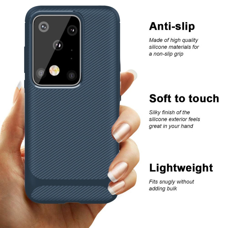 For Galaxy S20 Ultra Carbon Fiber Texture Shockproof TPU Protective Case