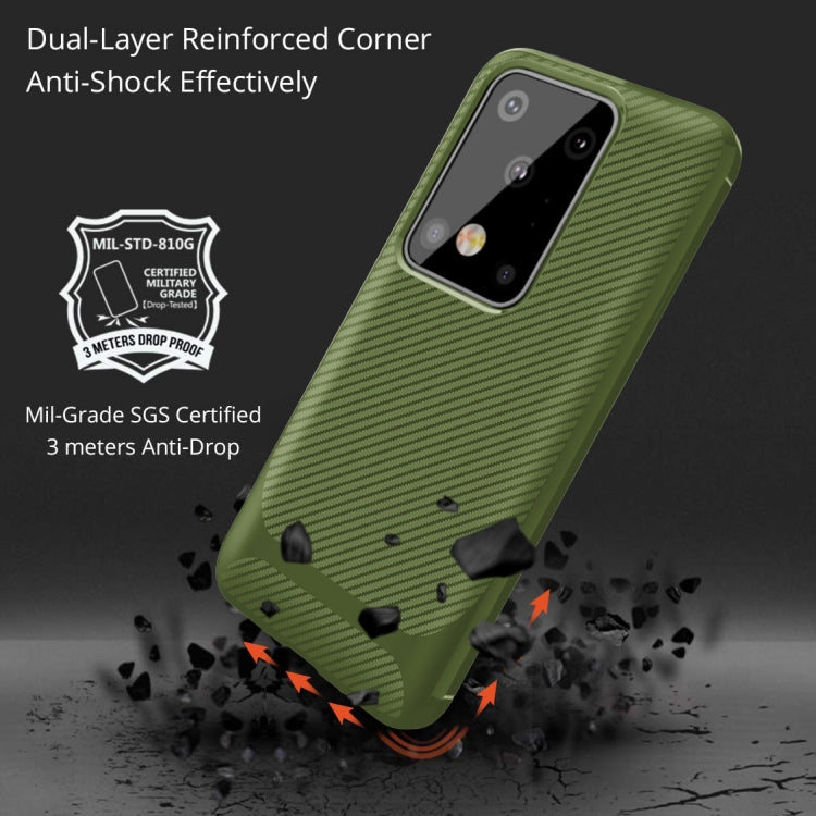 For Galaxy S20 Ultra Carbon Fiber Texture Shockproof TPU Protective Case