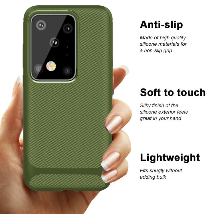 For Galaxy S20 Ultra Carbon Fiber Texture Shockproof TPU Protective Case