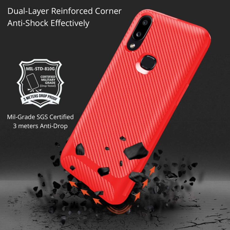For Galaxy M10 Carbon Fiber Texture Shockproof TPU Protective Case