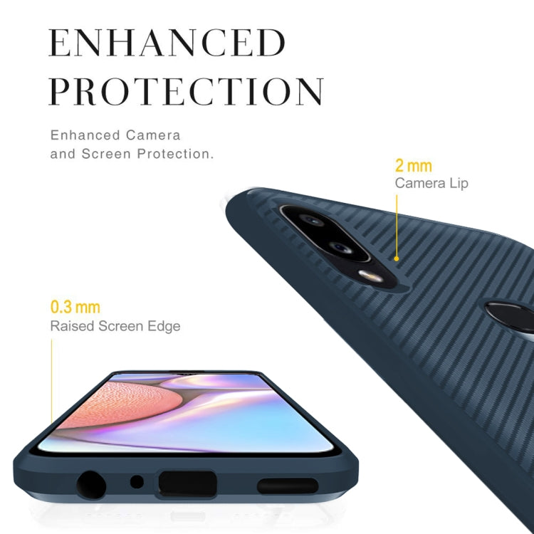 For Galaxy M10 Carbon Fiber Texture Shockproof TPU Protective Case