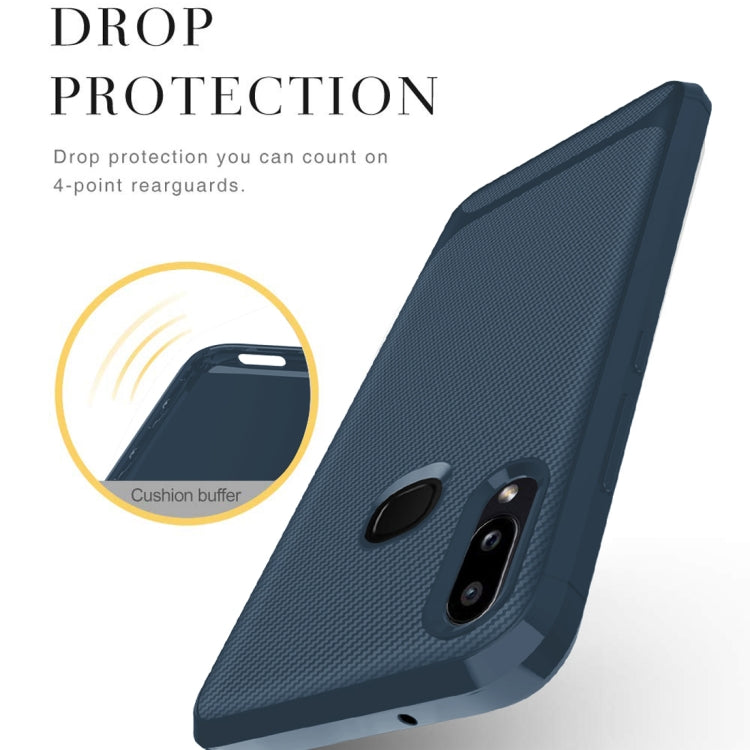For Galaxy M10 Carbon Fiber Texture Shockproof TPU Protective Case