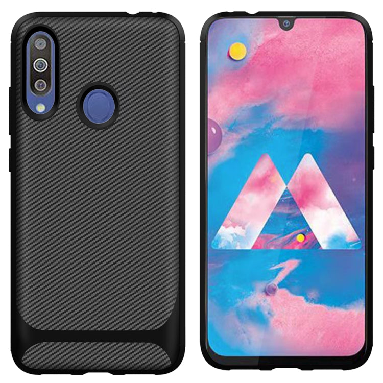 For Galaxy M30 / A40s Carbon Fiber Texture Shockproof TPU Protective Case