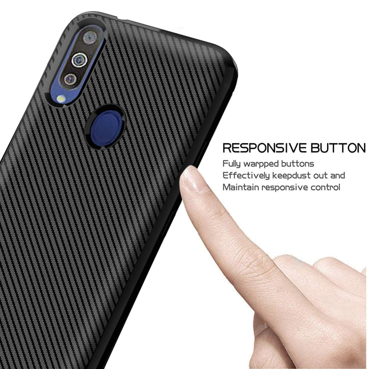 For Galaxy M30 / A40s Carbon Fiber Texture Shockproof TPU Protective Case
