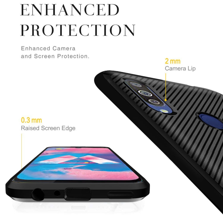 For Galaxy M30 / A40s Carbon Fiber Texture Shockproof TPU Protective Case