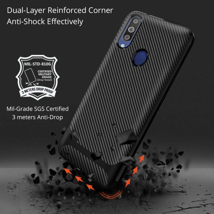 For Galaxy M30 / A40s Carbon Fiber Texture Shockproof TPU Protective Case
