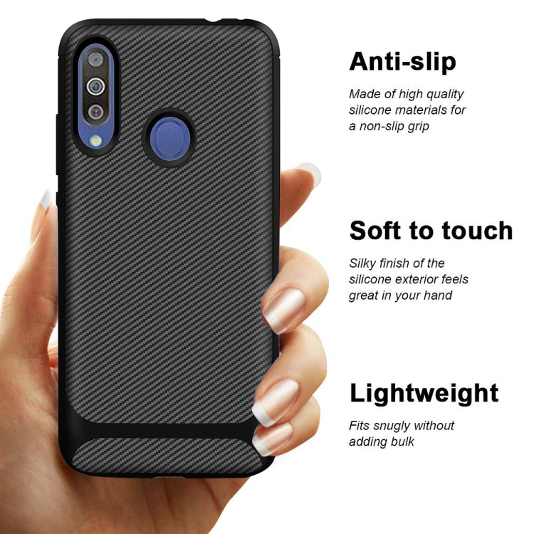 For Galaxy M30 / A40s Carbon Fiber Texture Shockproof TPU Protective Case