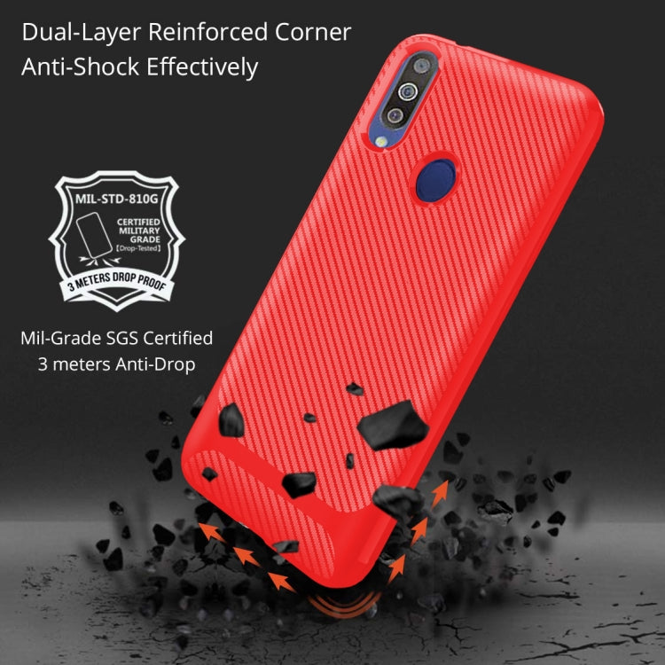 For Galaxy M30 / A40s Carbon Fiber Texture Shockproof TPU Protective Case