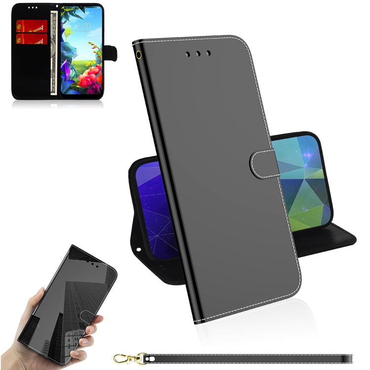 For LG K40S Mirror-like Magnetic Attraction Horizontal Flip Leather Case with Lanyard, Support Holder & Card Slot & Wallet