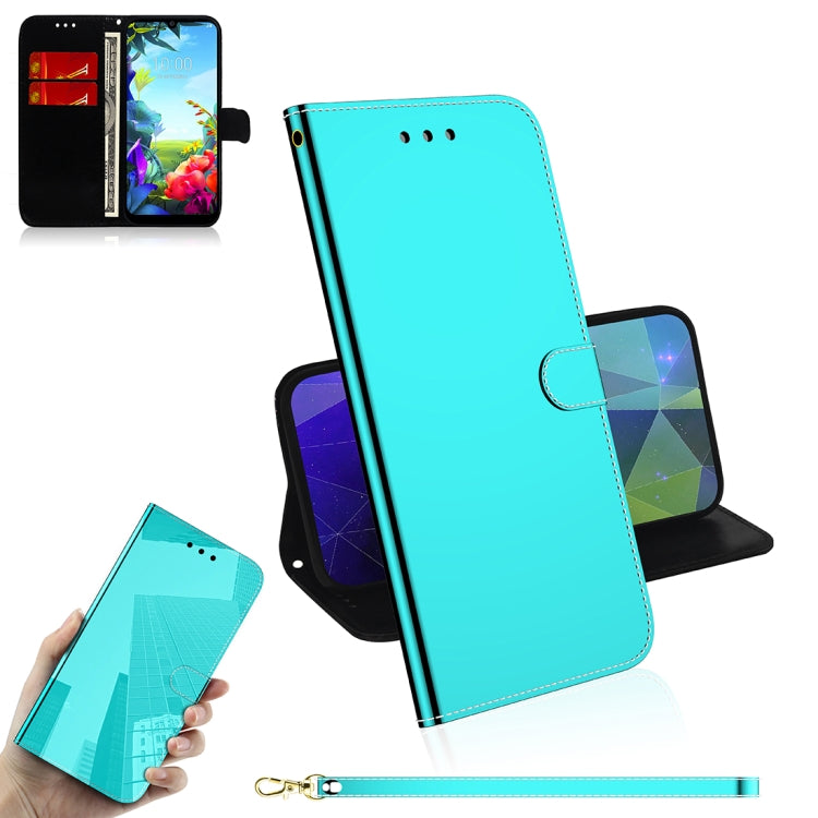 For LG K40S Mirror-like Magnetic Attraction Horizontal Flip Leather Case with Lanyard, Support Holder & Card Slot & Wallet