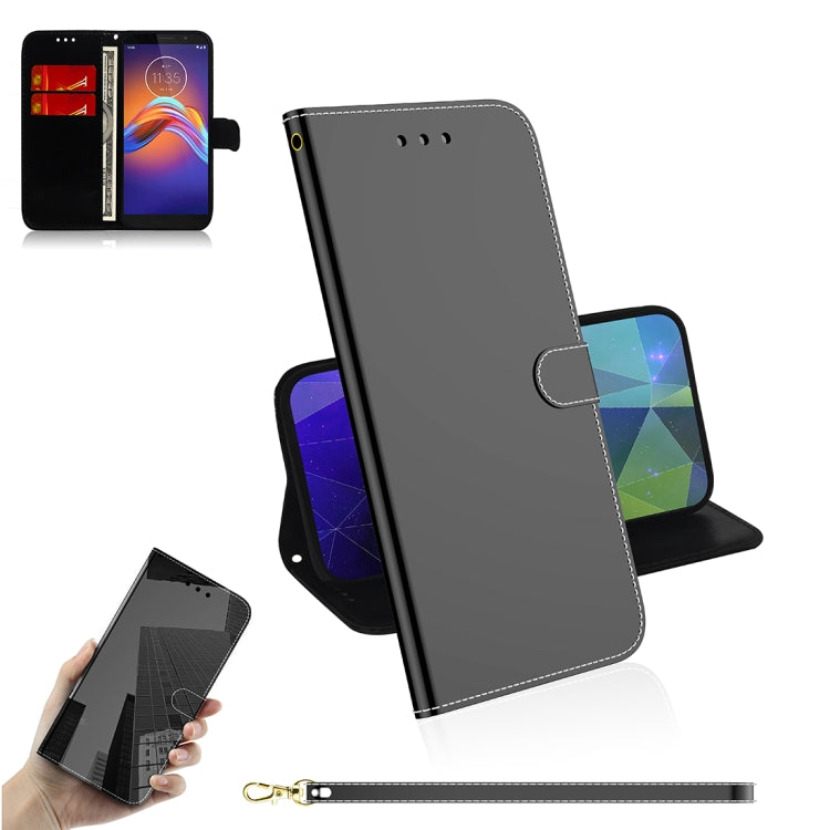 For Motorola Moto E6 Play Mirror-like Magnetic Attraction Horizontal Flip Leather Case with Lanyard, Support Holder & Card Slot & Wallet