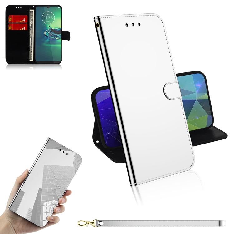 For Motorola Moto G8 Plus Mirror-like Magnetic Attraction Horizontal Flip Leather Case with Lanyard, Support Holder & Card Slot & Wallet