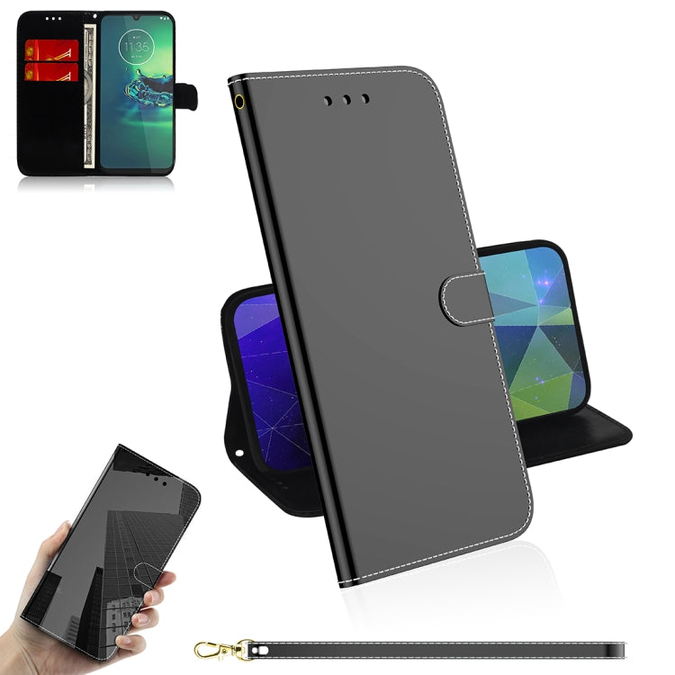 For Motorola Moto G8 Plus Mirror-like Magnetic Attraction Horizontal Flip Leather Case with Lanyard, Support Holder & Card Slot & Wallet