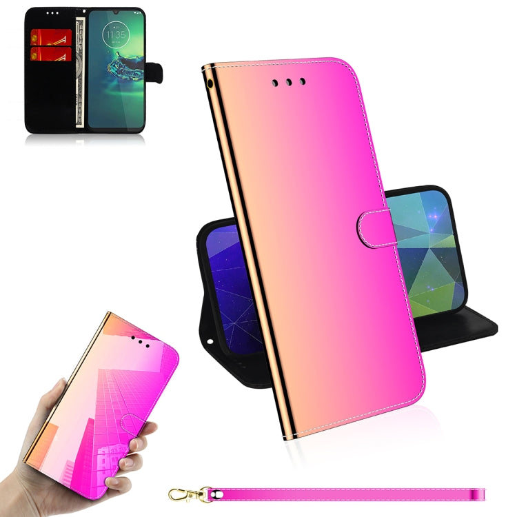 For Motorola Moto G8 Plus Mirror-like Magnetic Attraction Horizontal Flip Leather Case with Lanyard, Support Holder & Card Slot & Wallet