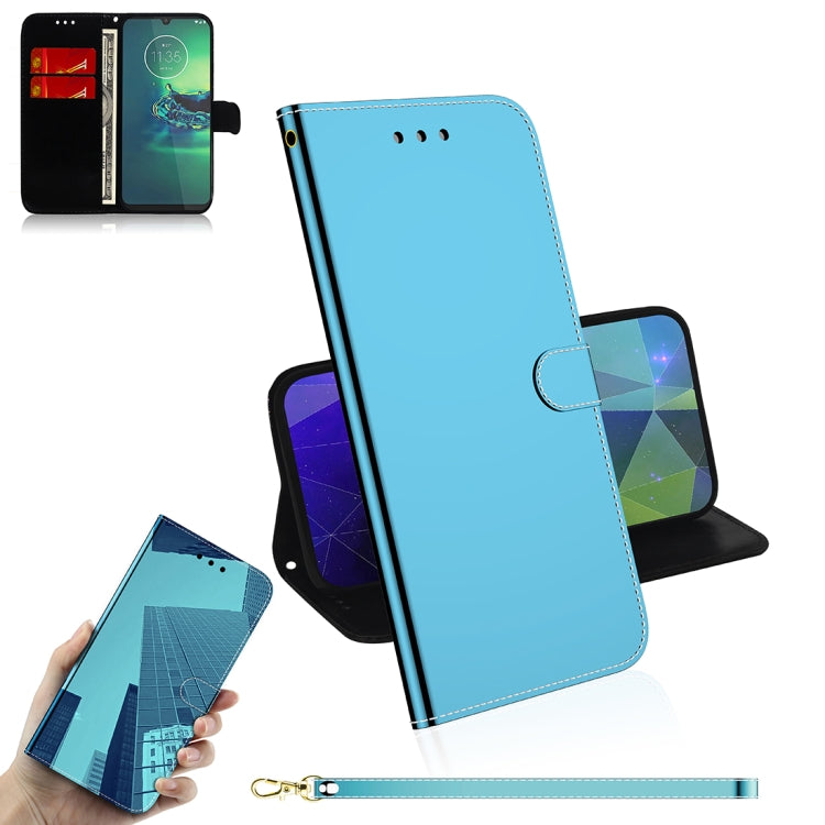 For Motorola Moto G8 Plus Mirror-like Magnetic Attraction Horizontal Flip Leather Case with Lanyard, Support Holder & Card Slot & Wallet