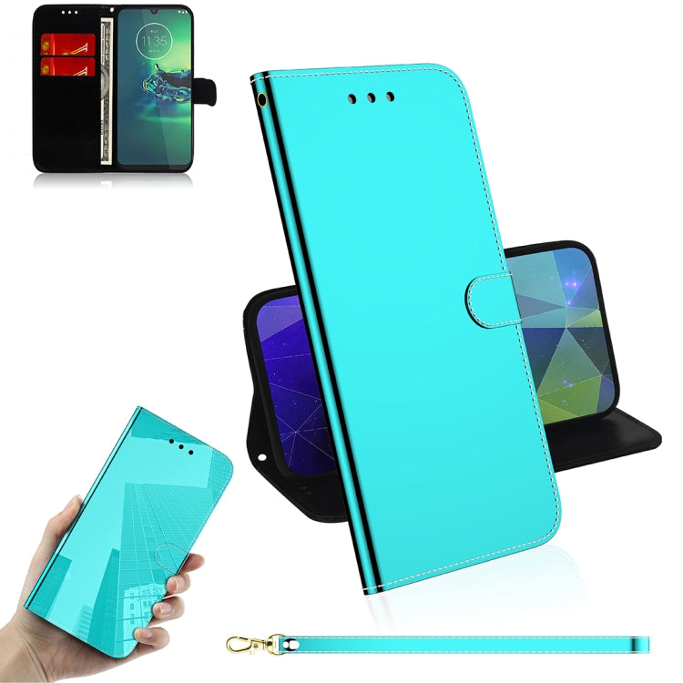 For Motorola Moto G8 Plus Mirror-like Magnetic Attraction Horizontal Flip Leather Case with Lanyard, Support Holder & Card Slot & Wallet