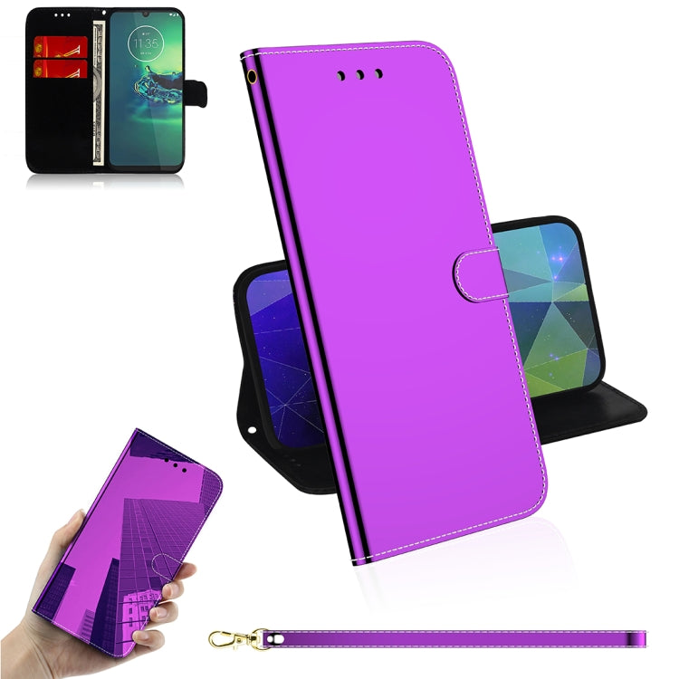 For Motorola Moto G8 Plus Mirror-like Magnetic Attraction Horizontal Flip Leather Case with Lanyard, Support Holder & Card Slot & Wallet