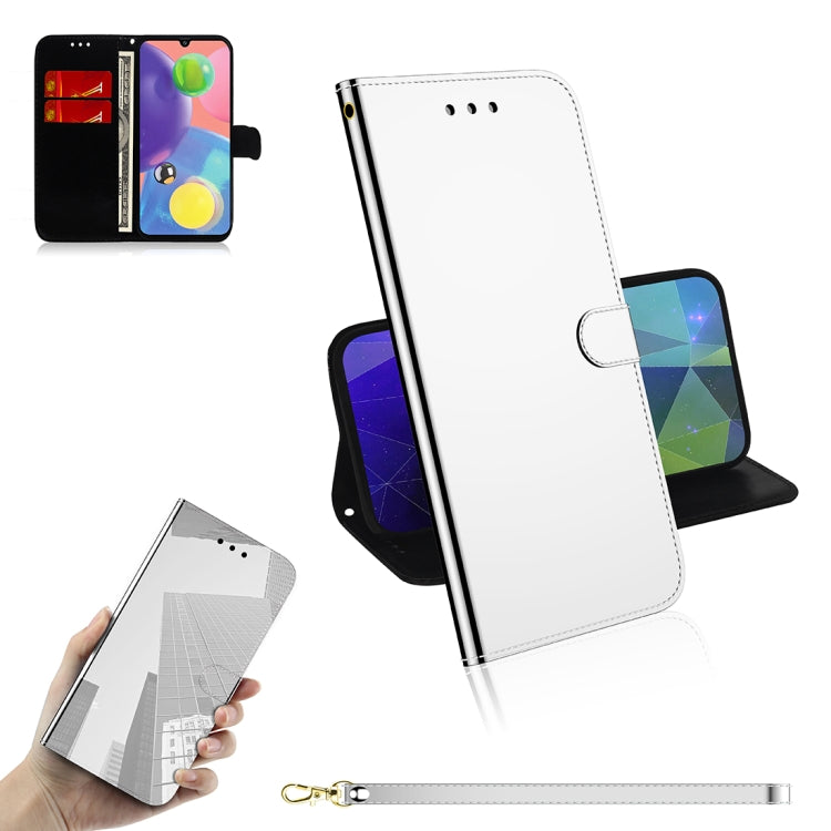 For Galaxy A70s Mirror-like Magnetic Attraction Horizontal Flip Leather Case with Lanyard, Support Holder & Card Slot & Wallet