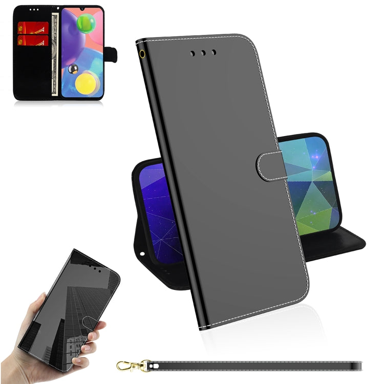 For Galaxy A70s Mirror-like Magnetic Attraction Horizontal Flip Leather Case with Lanyard, Support Holder & Card Slot & Wallet