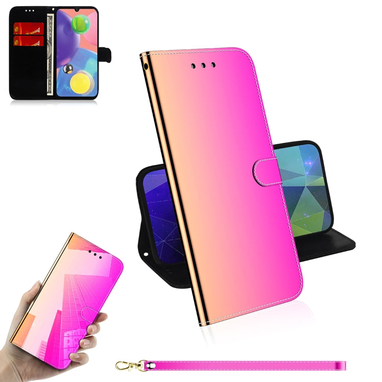 For Galaxy A70s Mirror-like Magnetic Attraction Horizontal Flip Leather Case with Lanyard, Support Holder & Card Slot & Wallet