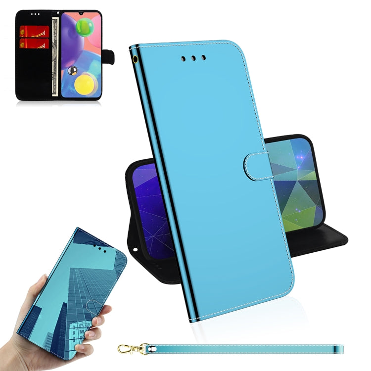 For Galaxy A70s Mirror-like Magnetic Attraction Horizontal Flip Leather Case with Lanyard, Support Holder & Card Slot & Wallet