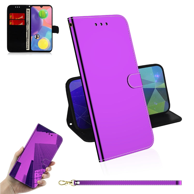 For Galaxy A70s Mirror-like Magnetic Attraction Horizontal Flip Leather Case with Lanyard, Support Holder & Card Slot & Wallet