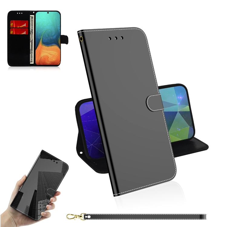 For Galaxy A71 Mirror-like Magnetic Attraction Horizontal Flip Leather Case with Lanyard, Support Holder & Card Slot & Wallet