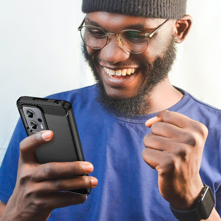 For Xiaomi Redmi Note11T Pro+ 5G Brushed Texture Carbon Fiber TPU Case