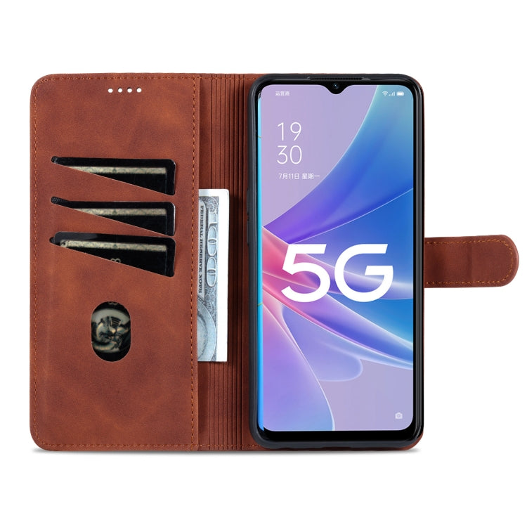 For OPPO A97 5G AZNS Skin Feel Calf Texture Flip Leather Phone Case