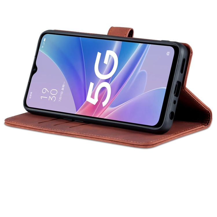 For OPPO A97 5G AZNS Skin Feel Calf Texture Flip Leather Phone Case