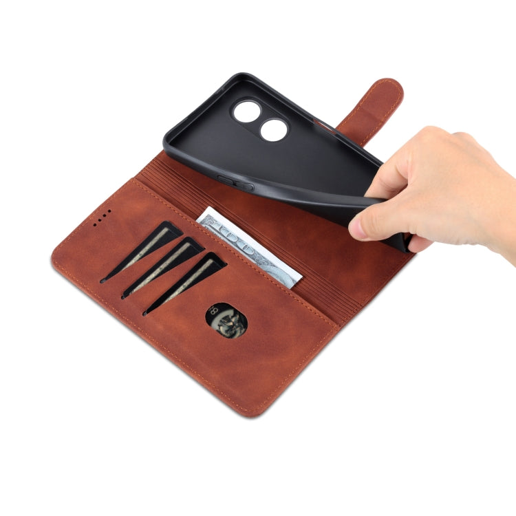 For OPPO A97 5G AZNS Skin Feel Calf Texture Flip Leather Phone Case