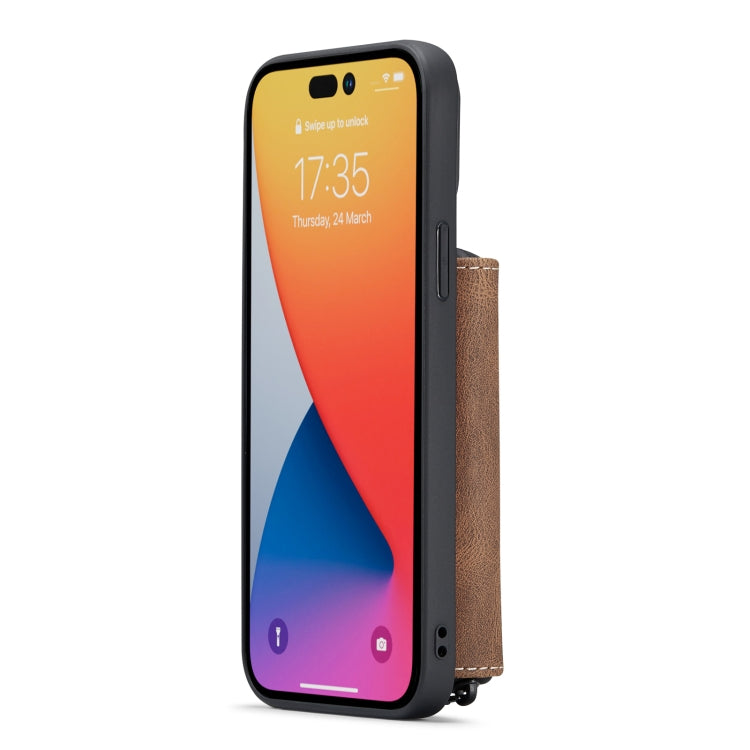 For iPhone 14 Pro JEEHOOD Magnetic Zipper Wallet Leather Phone Case