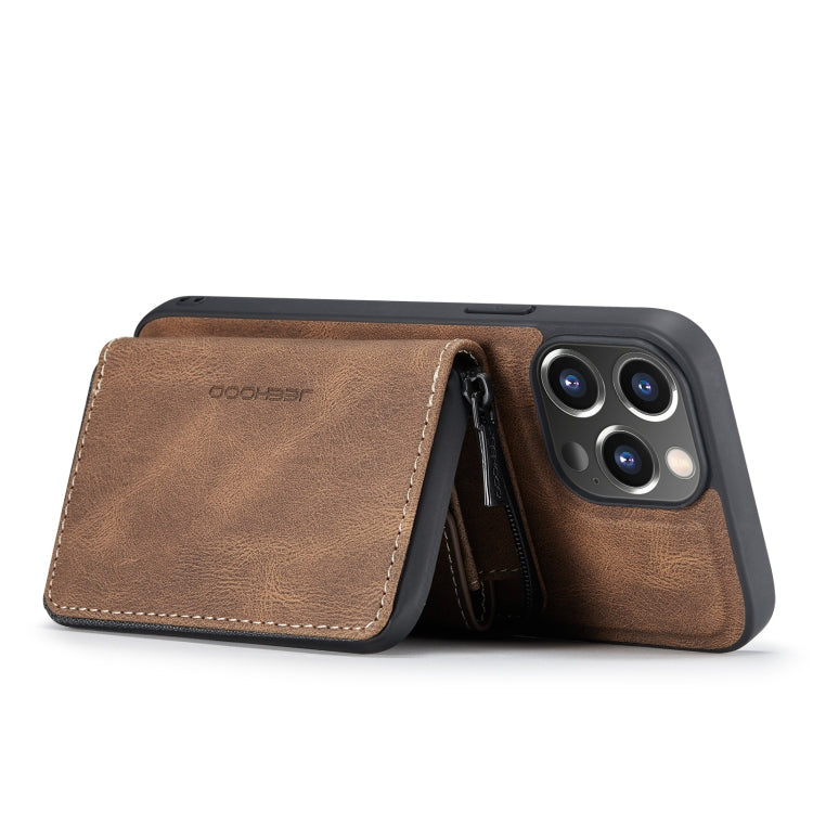 For iPhone 14 Pro JEEHOOD Magnetic Zipper Wallet Leather Phone Case