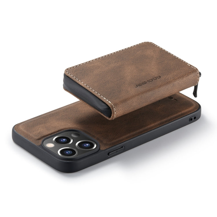 For iPhone 14 Pro JEEHOOD Magnetic Zipper Wallet Leather Phone Case