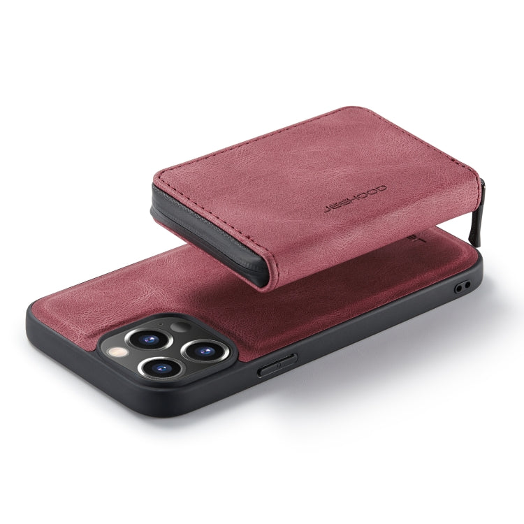 For iPhone 14 Pro JEEHOOD Magnetic Zipper Wallet Leather Phone Case