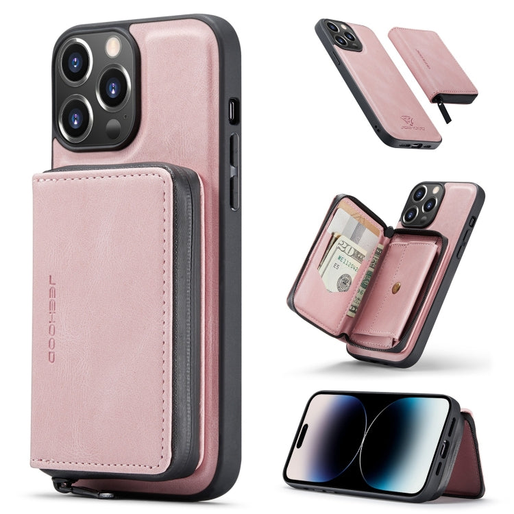 For iPhone 14 Pro JEEHOOD Magnetic Zipper Wallet Leather Phone Case