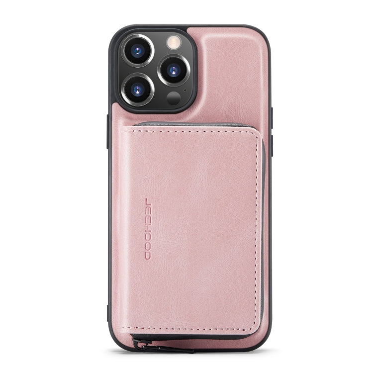 For iPhone 14 Pro JEEHOOD Magnetic Zipper Wallet Leather Phone Case