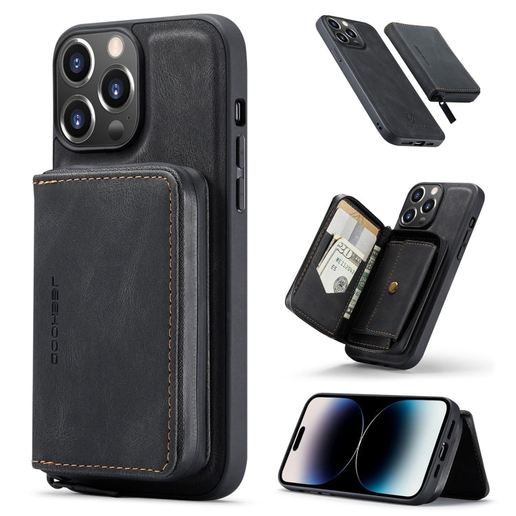 For iPhone 14 Pro Max JEEHOOD Magnetic Zipper Wallet Leather Phone Case