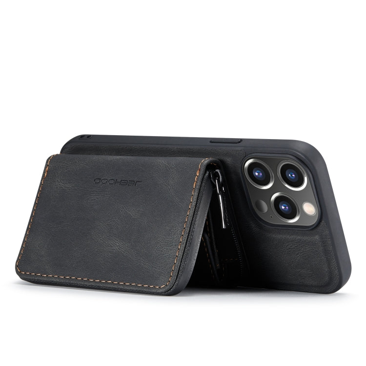 For iPhone 14 Pro Max JEEHOOD Magnetic Zipper Wallet Leather Phone Case