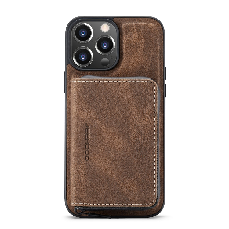 For iPhone 14 Pro Max JEEHOOD Magnetic Zipper Wallet Leather Phone Case