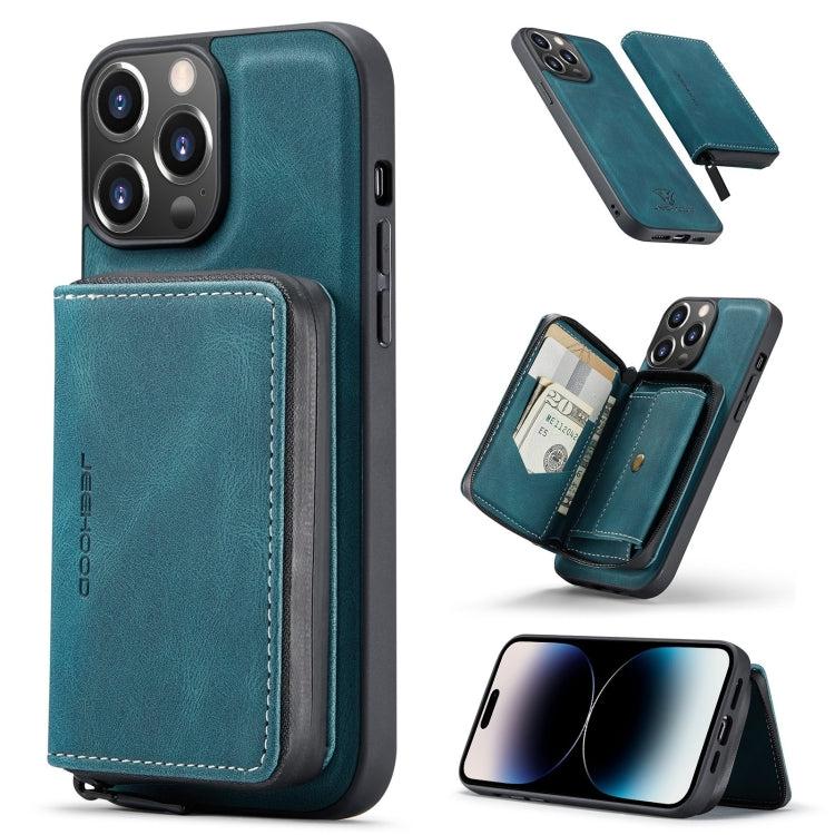 For iPhone 14 Pro Max JEEHOOD Magnetic Zipper Wallet Leather Phone Case