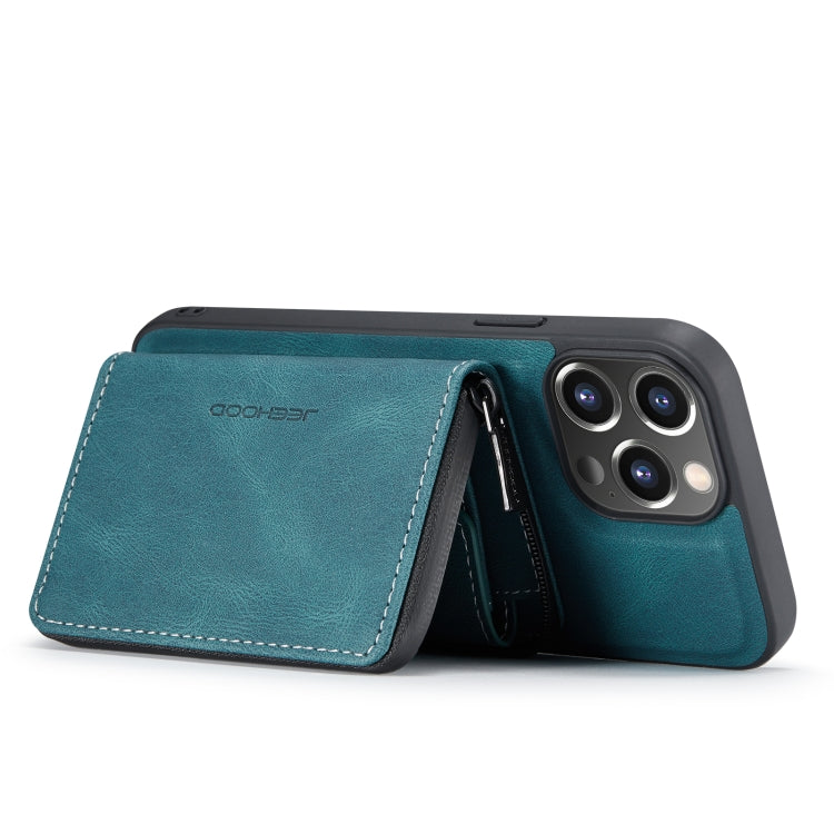 For iPhone 14 Pro Max JEEHOOD Magnetic Zipper Wallet Leather Phone Case