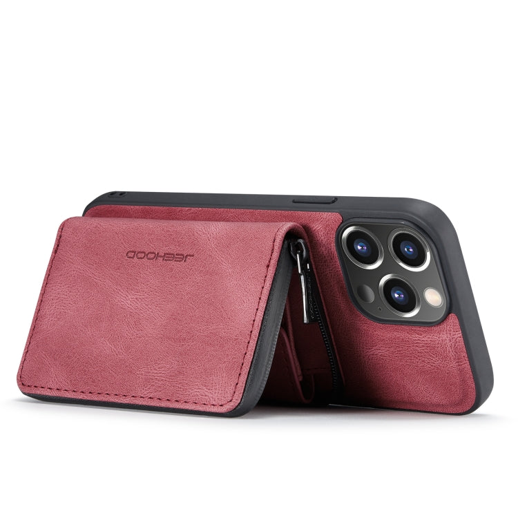 For iPhone 14 Pro Max JEEHOOD Magnetic Zipper Wallet Leather Phone Case