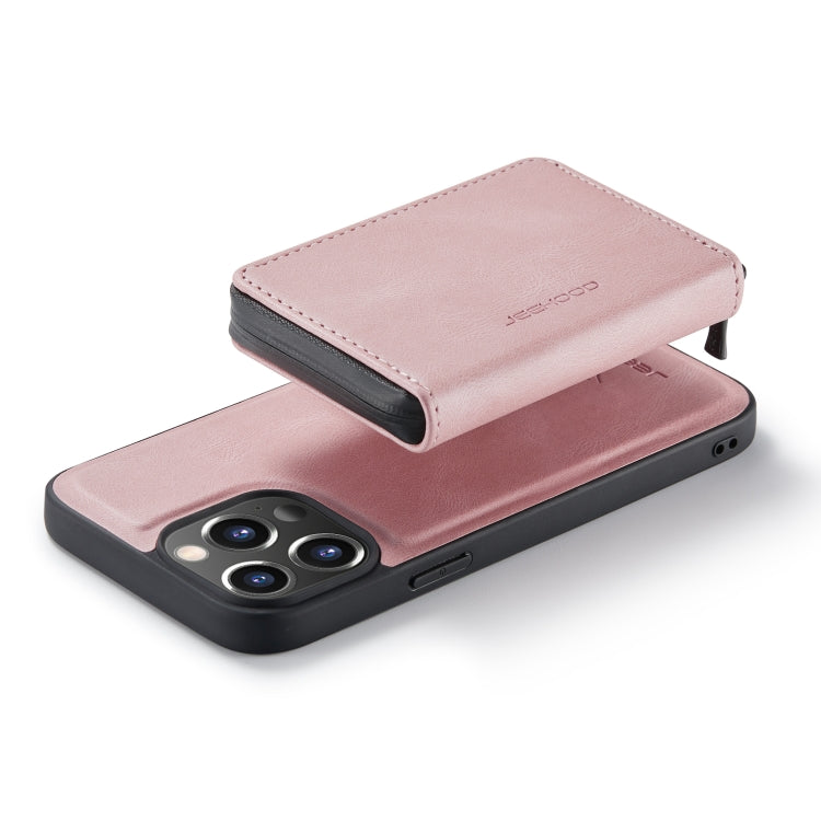 For iPhone 14 Pro Max JEEHOOD Magnetic Zipper Wallet Leather Phone Case