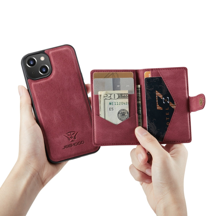 For iPhone 14 JEEHOOD Retro Magnetic Detachable Leather Phone Case