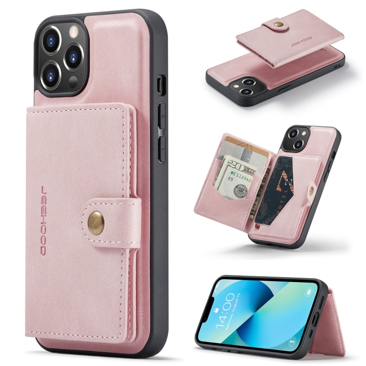 For iPhone 14 JEEHOOD Retro Magnetic Detachable Leather Phone Case