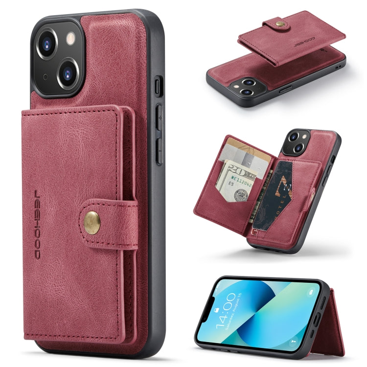 For iPhone 14 Plus JEEHOOD Retro Magnetic Detachable Leather Phone Case