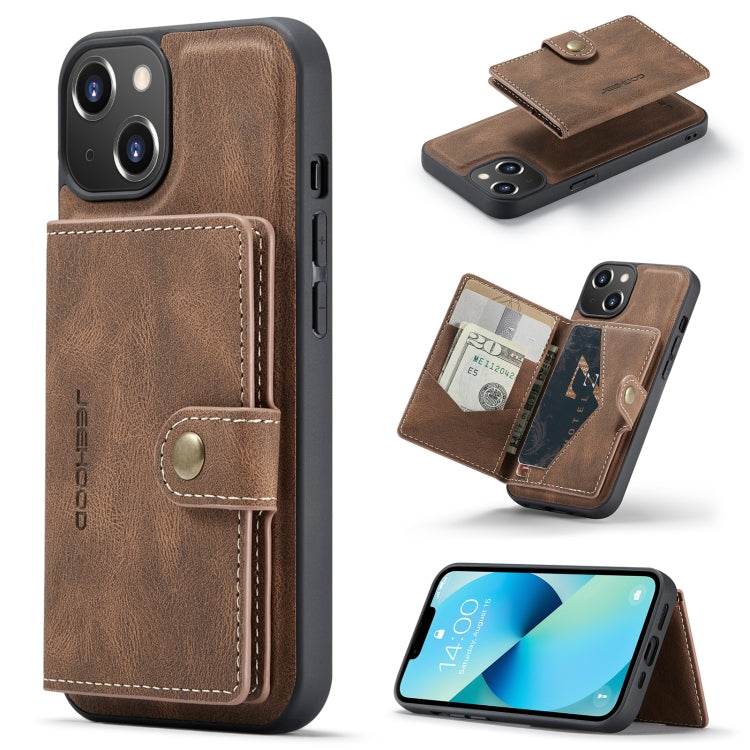 For iPhone 14 Plus JEEHOOD Retro Magnetic Detachable Leather Phone Case